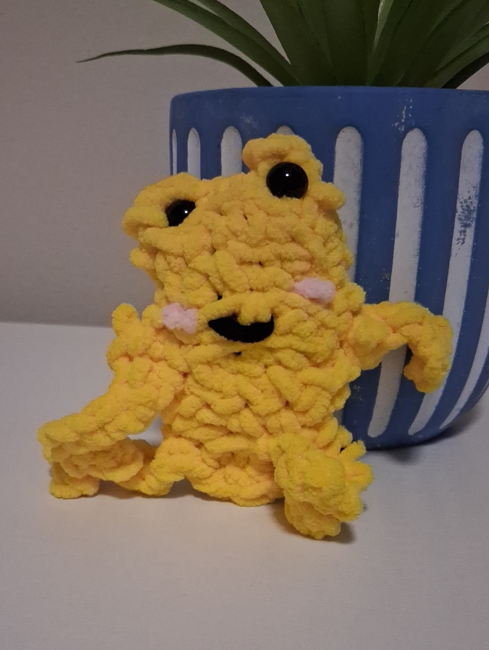 Handmade Crochet Yellow Frog